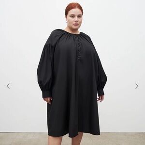 Kowtow Elliot oversized shirt Dress long sleeve pockets Black XXL organic cotton